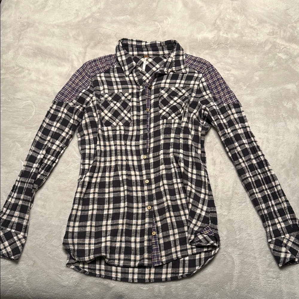 FREE PEOPLE Plaid Button-Up Shirt